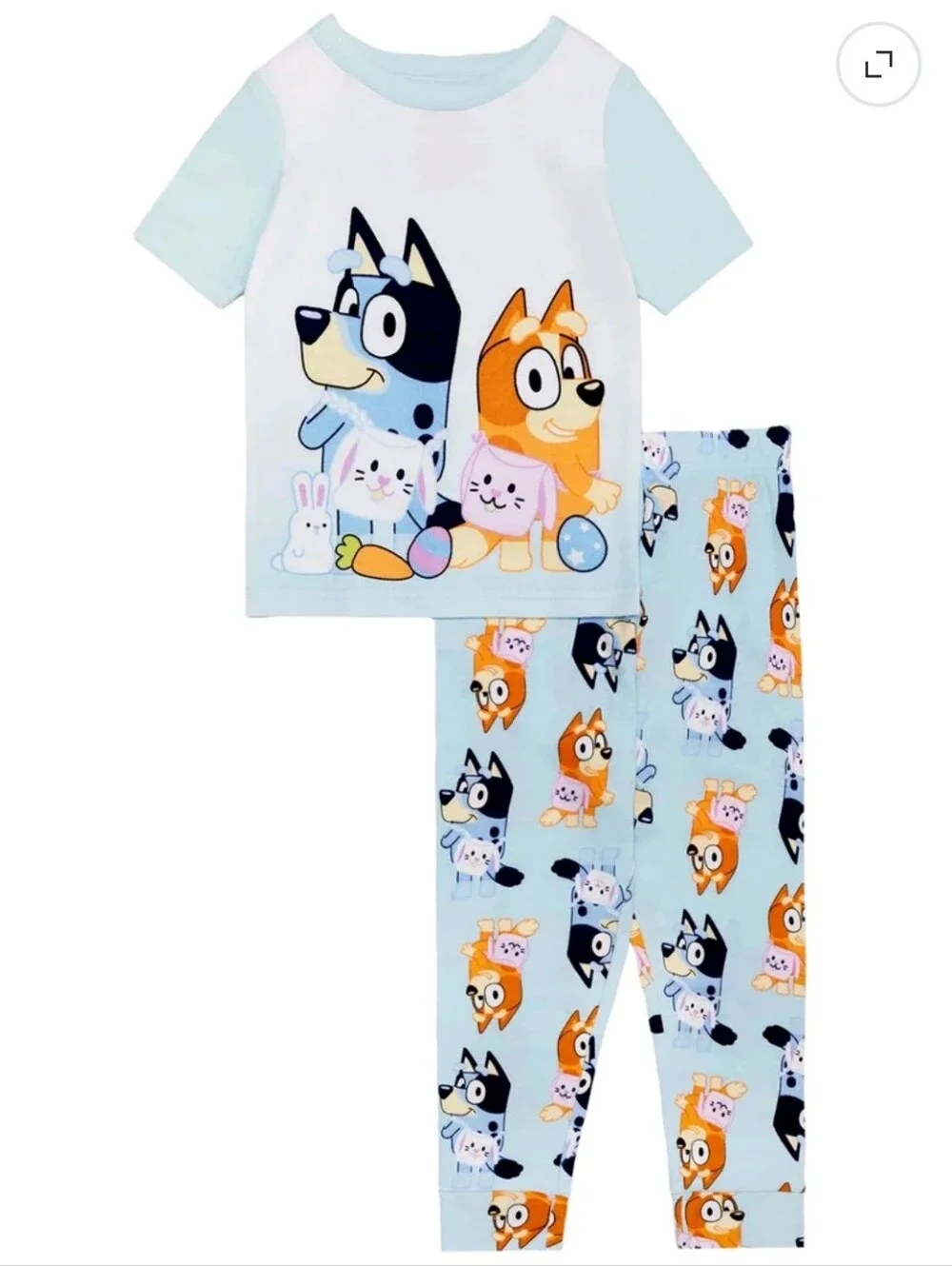 Bluey Girls 2- Piece Easter Short Sleeve and Pant Pajamja Set